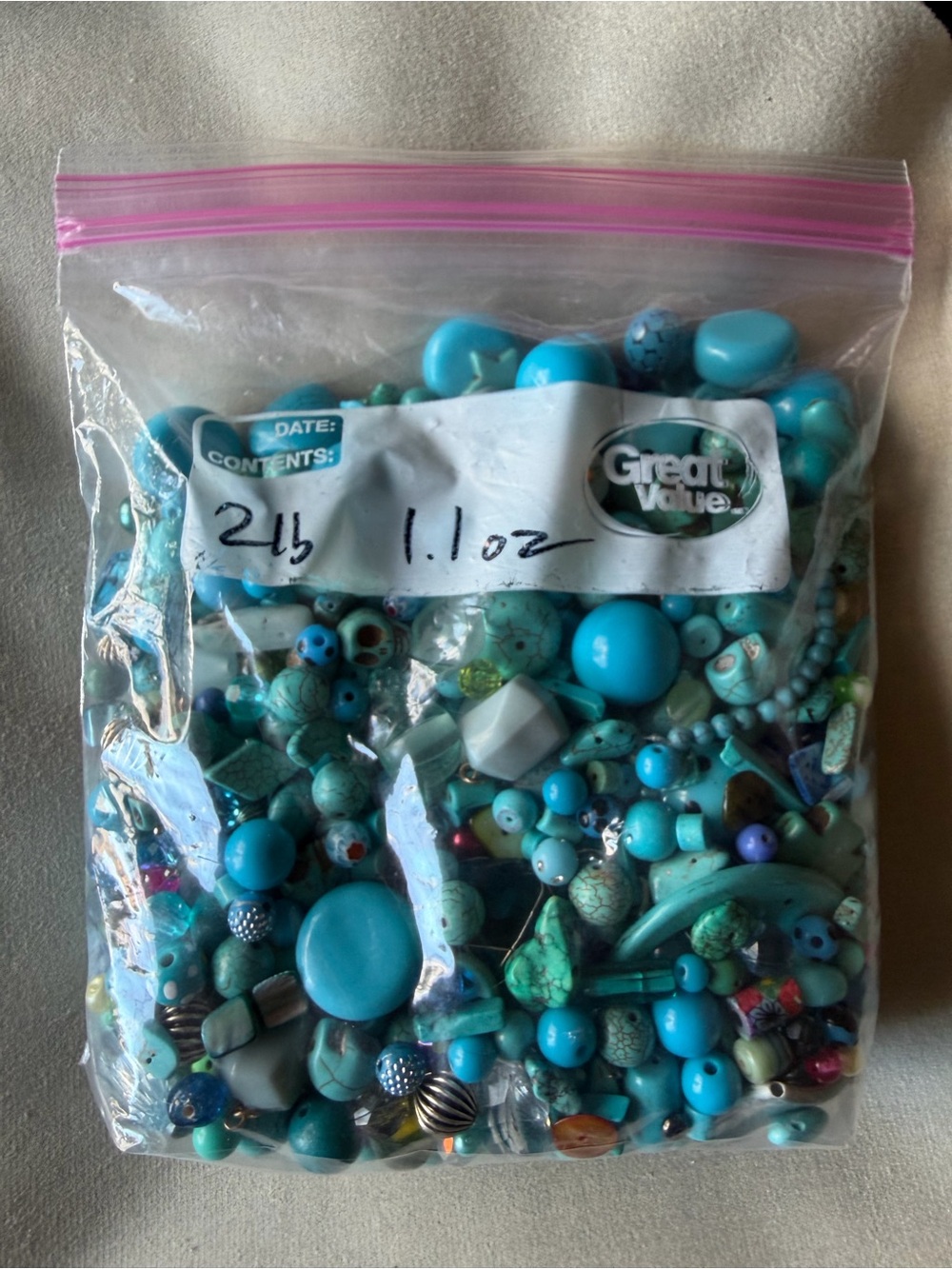 Turquoise & Aqua Bead Mix - Assorted Shapes 2 Pounds - Picture 2 of 4